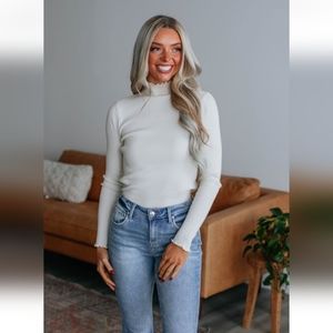 Elise Ribbed Top in Oat